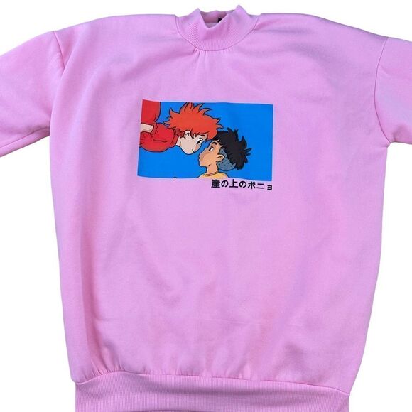 Unbranded ~ PONYO ~ Pink Mock Turtleneck Sweatshirt ~ size Large - Picture 5 of 9